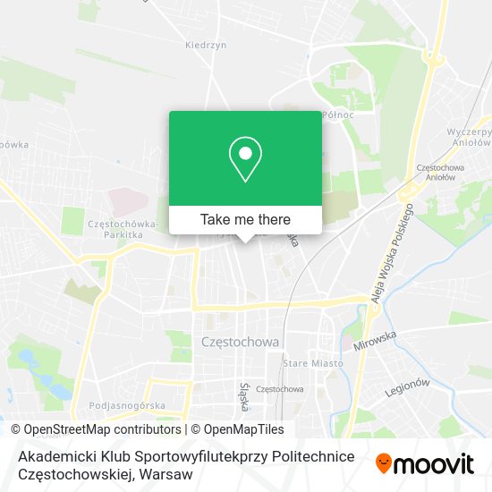 Akademicki Klub Sportowyfilutekprzy Politechnice Częstochowskiej map