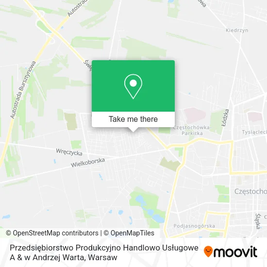 Карта Przedsiębiorstwo Produkcyjno Handlowo Usługowe A & w Andrzej Warta