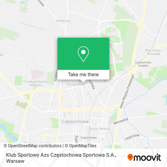 Карта Klub Sportowy Azs Częstochowa Sportowa S.A.