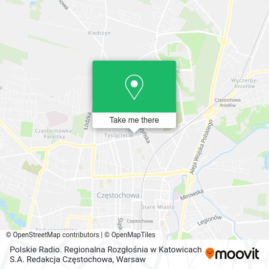 Polskie Radio. Regionalna Rozgłośnia w Katowicach S.A. Redakcja Częstochowa map