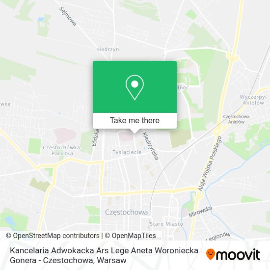 Kancelaria Adwokacka Ars Lege Aneta Woroniecka Gonera - Czestochowa map