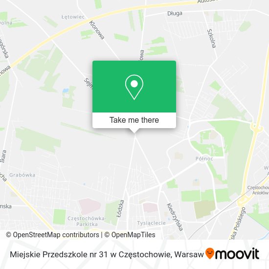 Карта Miejskie Przedszkole nr 31 w Częstochowie