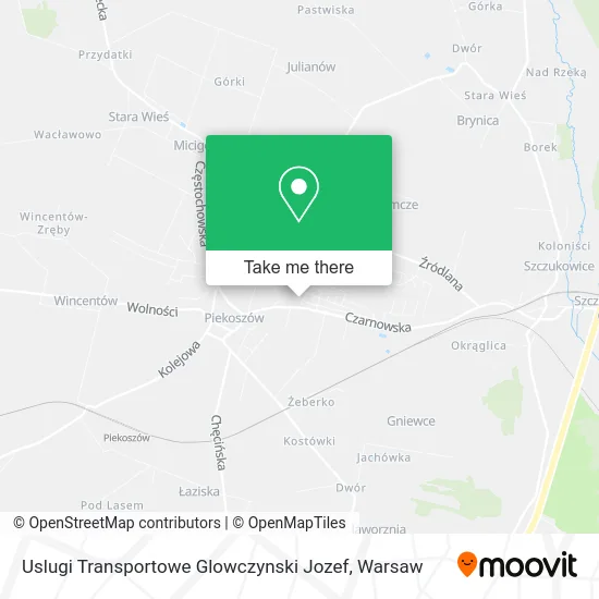 Карта Uslugi Transportowe Glowczynski Jozef