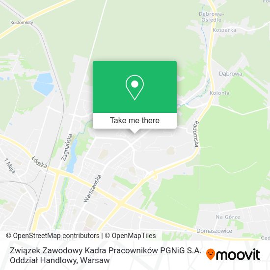 Związek Zawodowy Kadra Pracowników PGNiG S.A. Oddział Handlowy map