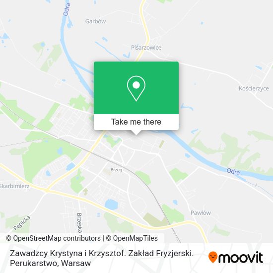 Zawadzcy Krystyna i Krzysztof. Zakład Fryzjerski. Perukarstwo map