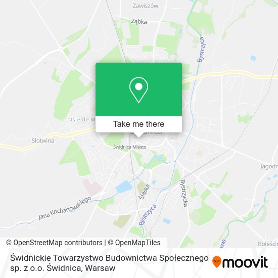 Карта Świdnickie Towarzystwo Budownictwa Społecznego sp. z o.o. Świdnica