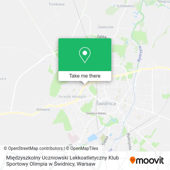 Międzyszkolny Uczniowski Lekkoatletyczny Klub Sportowy Olimpia w Świdnicy map