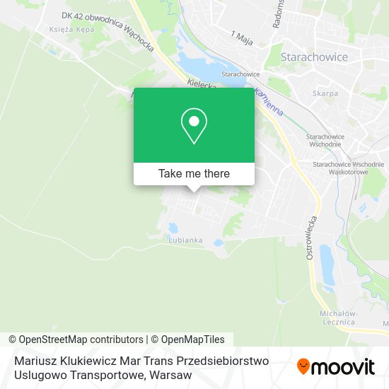 Карта Mariusz Klukiewicz Mar Trans Przedsiebiorstwo Uslugowo Transportowe