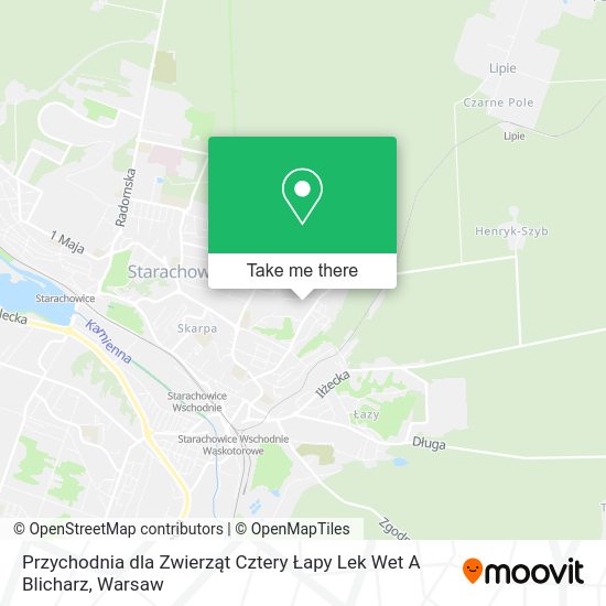 Przychodnia dla Zwierząt Cztery Łapy Lek Wet A Blicharz map