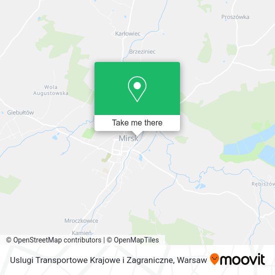 Карта Uslugi Transportowe Krajowe i Zagraniczne