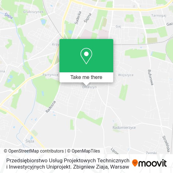 Przedsiębiorstwo Usług Projektowych Technicznych i Inwestycyjnych Uniprojekt. Zbigniew Ziaja map