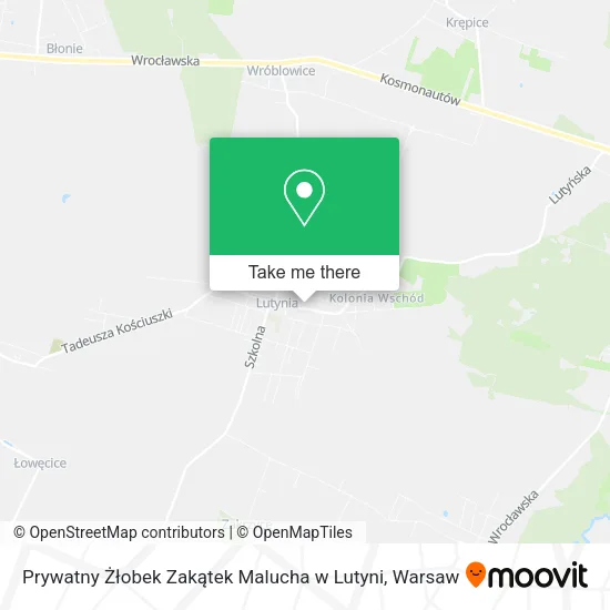 Карта Prywatny Żłobek Zakątek Malucha w Lutyni