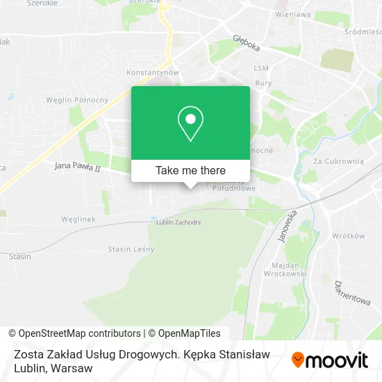 Карта Zosta Zakład Usług Drogowych. Kępka Stanisław Lublin