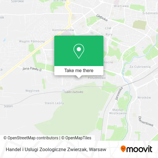Карта Handel i Uslugi Zoologiczne Zwierzak