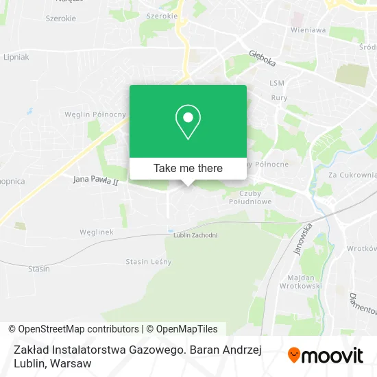 Карта Zakład Instalatorstwa Gazowego. Baran Andrzej Lublin