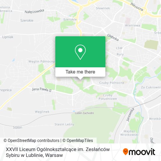 XXVII Liceum Ogólnokształcące im. Zesłańców Sybiru w Lublinie map