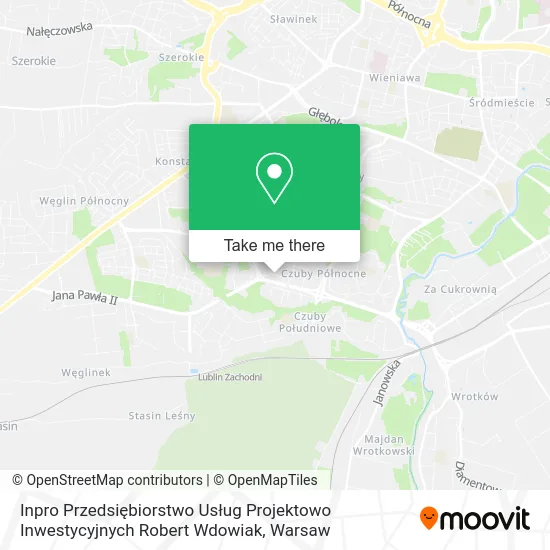 Карта Inpro Przedsiębiorstwo Usług Projektowo Inwestycyjnych Robert Wdowiak