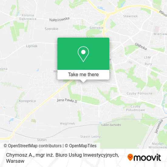 Карта Chymosz A., mgr inż. Biuro Usług Inwestycyjnych