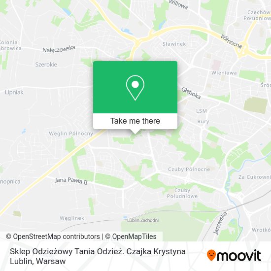 Sklep Odzieżowy Tania Odzież. Czajka Krystyna Lublin map