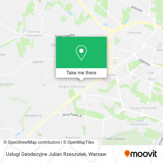 Карта Usługi Geodezyjne Julian Rzeszutek