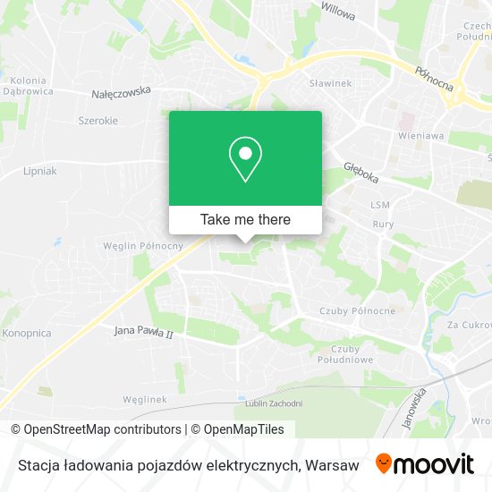 Карта Stacja ładowania pojazdów elektrycznych