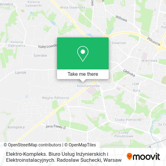 Карта Elektro-Kompleks. Biuro Usług Inżynierskich i Elektroinstalacyjnych. Radosław Suchecki