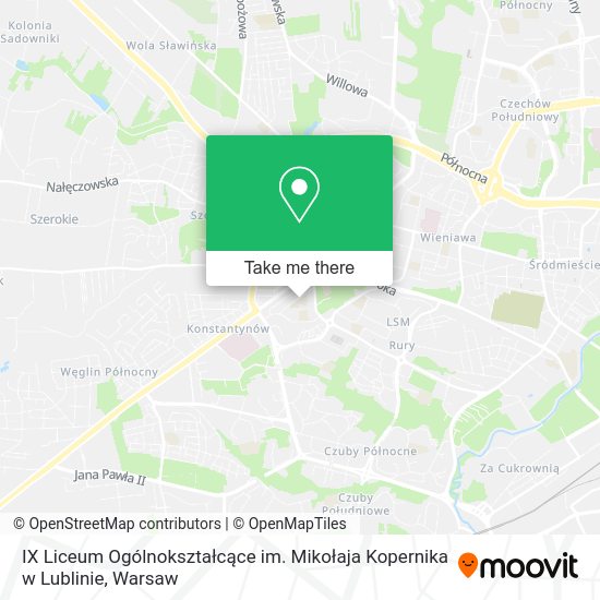 IX Liceum Ogólnokształcące im. Mikołaja Kopernika w Lublinie map