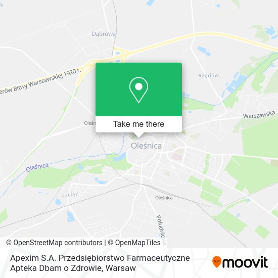 Apexim S.A. Przedsiębiorstwo Farmaceutyczne Apteka Dbam o Zdrowie map