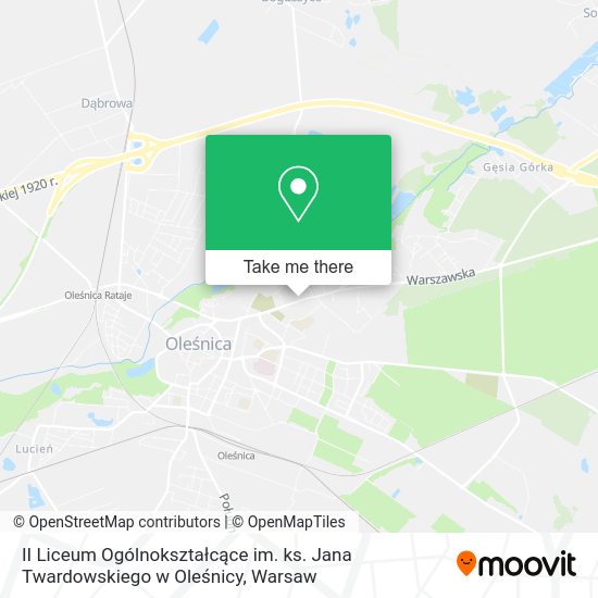 II Liceum Ogólnokształcące im. ks. Jana Twardowskiego w Oleśnicy map