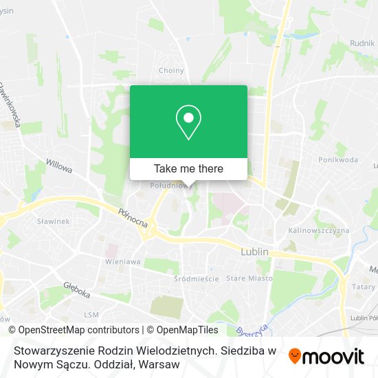 Stowarzyszenie Rodzin Wielodzietnych. Siedziba w Nowym Sączu. Oddział map