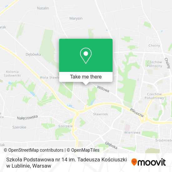 Szkoła Podstawowa nr 14 im. Tadeusza Kościuszki w Lublinie map