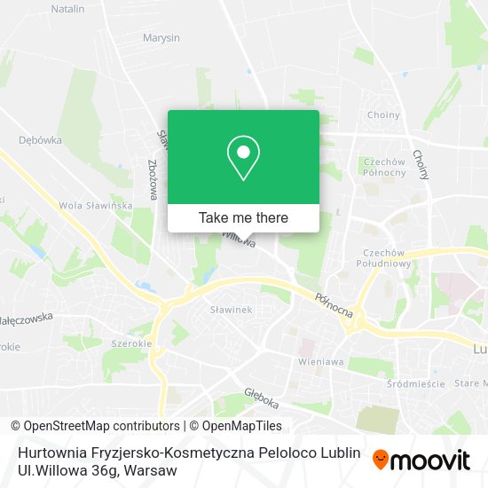 Карта Hurtownia Fryzjersko-Kosmetyczna Peloloco Lublin Ul.Willowa 36g