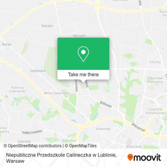 Niepubliczne Przedszkole Calineczka w Lublinie map