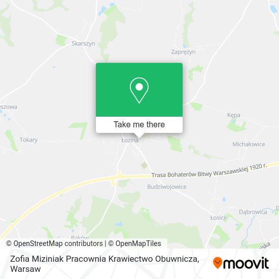 Zofia Miziniak Pracownia Krawiectwo Obuwnicza map