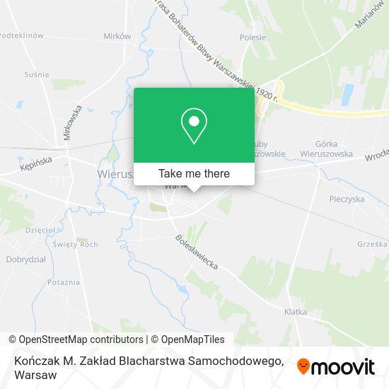 Kończak M. Zakład Blacharstwa Samochodowego map