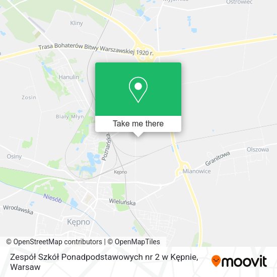 Zespół Szkół Ponadpodstawowych nr 2 w Kępnie map