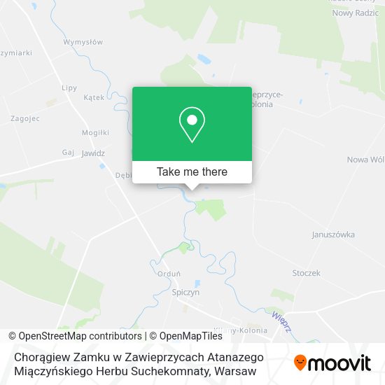 Chorągiew Zamku w Zawieprzycach Atanazego Miączyńskiego Herbu Suchekomnaty map