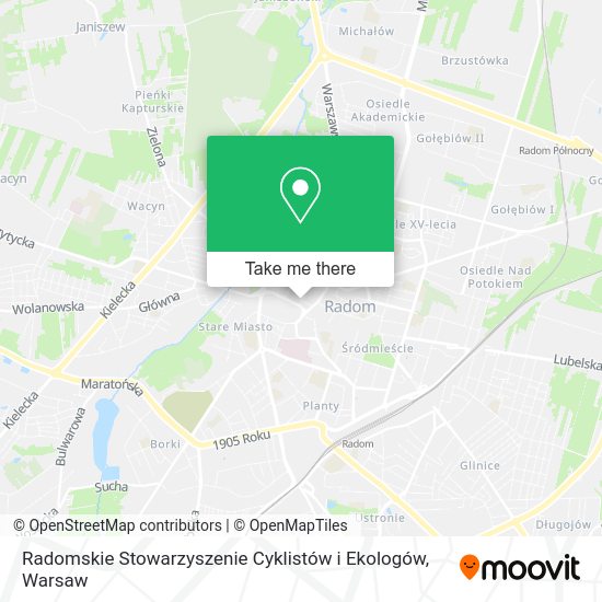 Карта Radomskie Stowarzyszenie Cyklistów i Ekologów