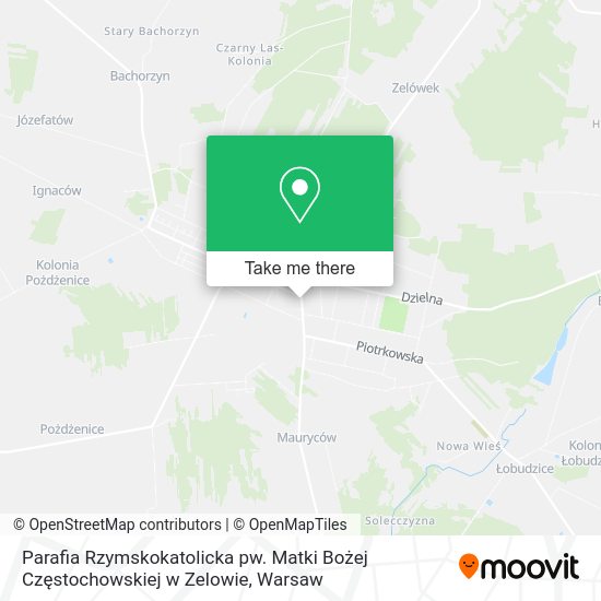 Parafia Rzymskokatolicka pw. Matki Bożej Częstochowskiej w Zelowie map