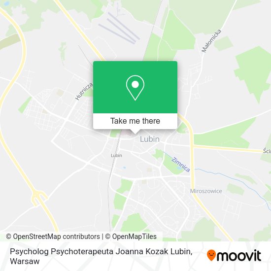 Карта Psycholog Psychoterapeuta Joanna Kozak Lubin