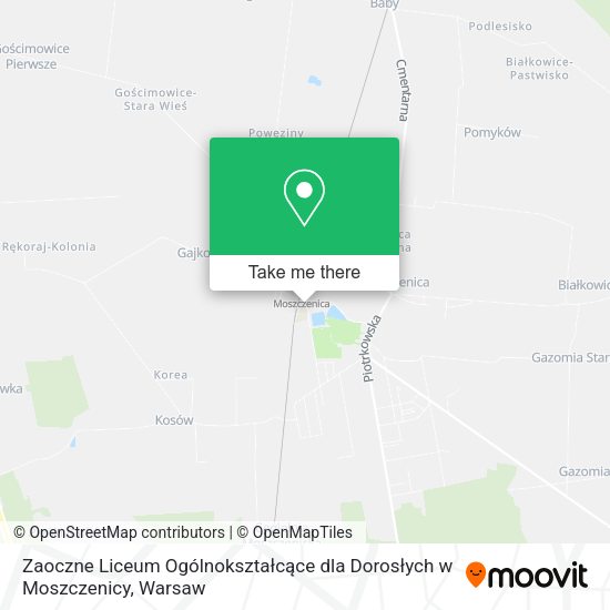 Zaoczne Liceum Ogólnokształcące dla Dorosłych w Moszczenicy map