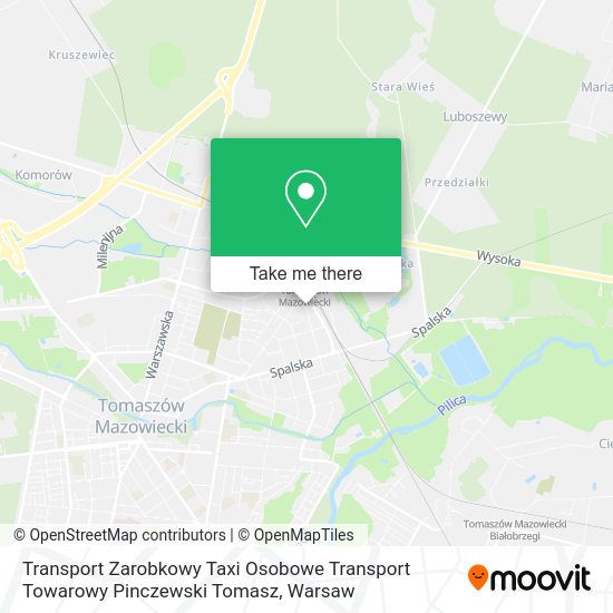 Карта Transport Zarobkowy Taxi Osobowe Transport Towarowy Pinczewski Tomasz