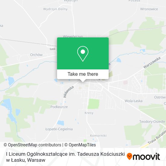 I Liceum Ogólnokształcące im. Tadeusza Kościuszki w Łasku map