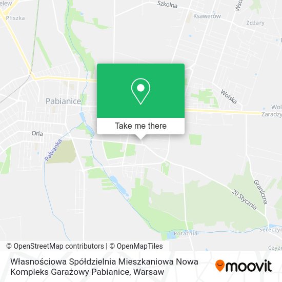 Własnościowa Spółdzielnia Mieszkaniowa Nowa Kompleks Garażowy Pabianice map