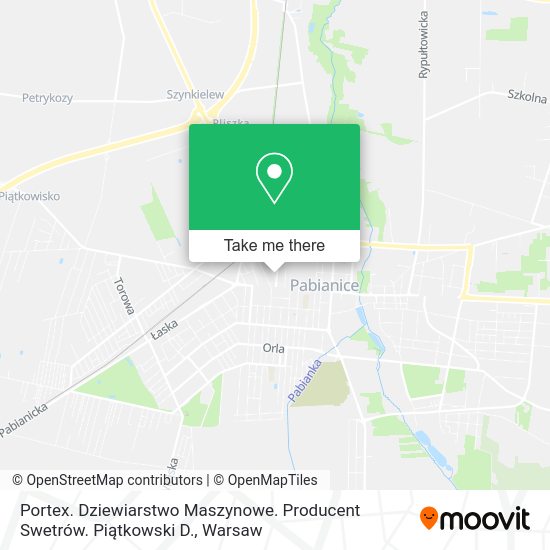 Portex. Dziewiarstwo Maszynowe. Producent Swetrów. Piątkowski D. map