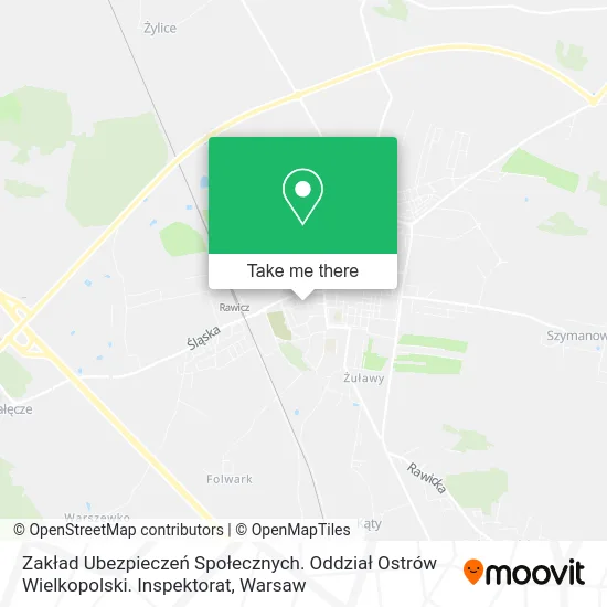 Карта Zakład Ubezpieczeń Społecznych. Oddział Ostrów Wielkopolski. Inspektorat