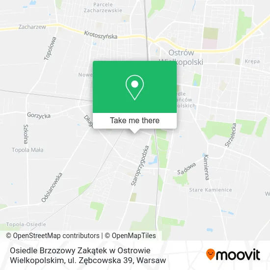 Карта Osiedle Brzozowy Zakątek w Ostrowie Wielkopolskim, ul. Zębcowska 39