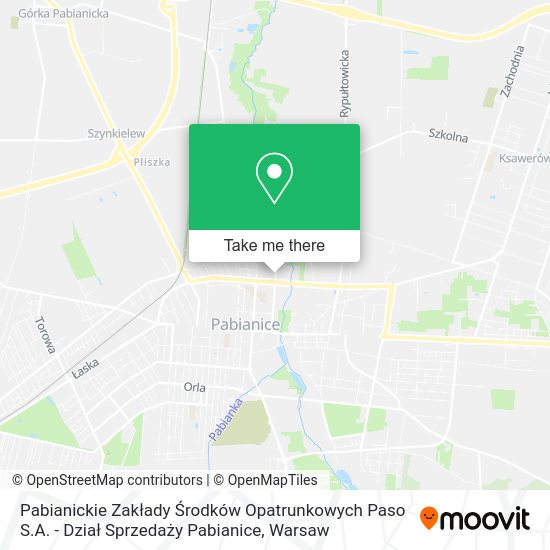 Карта Pabianickie Zakłady Środków Opatrunkowych Paso S.A. - Dział Sprzedaży Pabianice