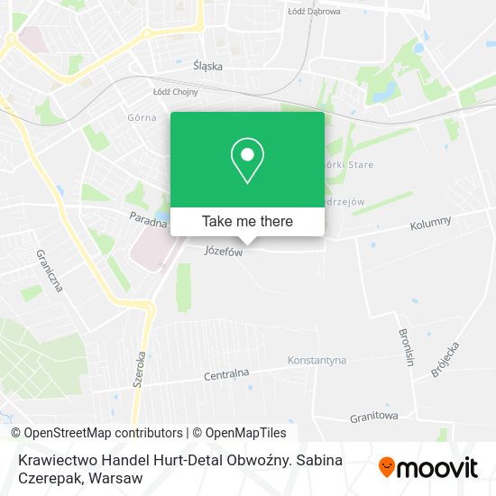 Krawiectwo Handel Hurt-Detal Obwoźny. Sabina Czerepak map