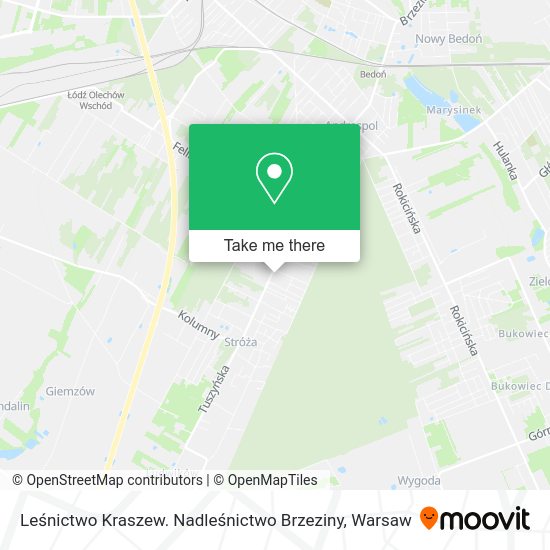 Leśnictwo Kraszew. Nadleśnictwo Brzeziny map